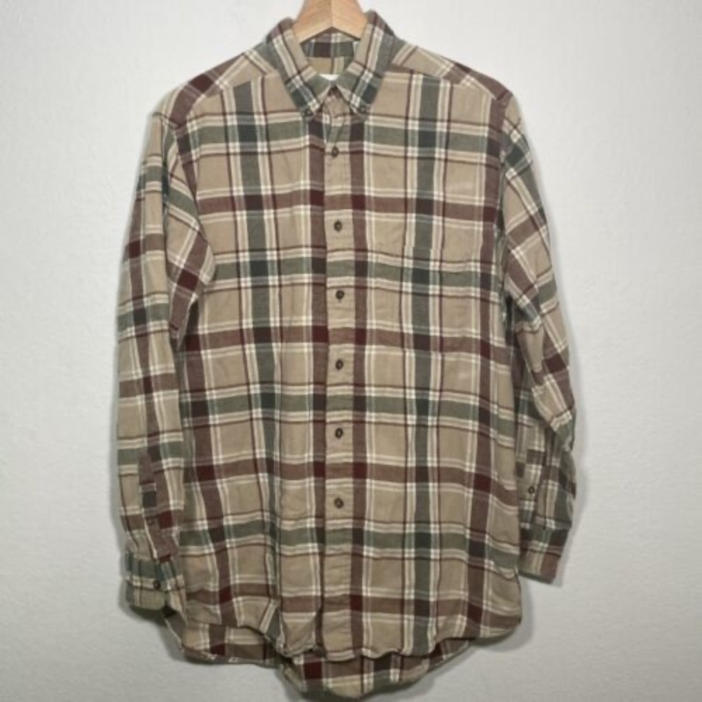 International Concepts Brown Plaid Button Collar Casual Shirt Men Size Medium